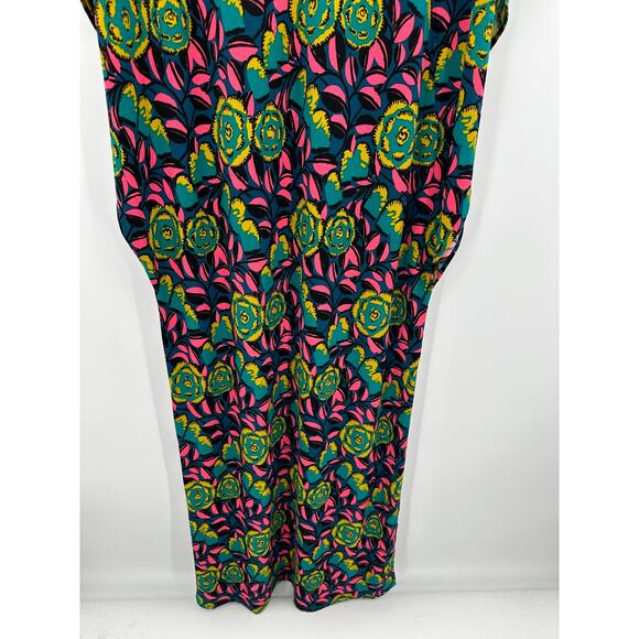Leota Dress Women's S Multi Blue Pink Bright Floral Marche Fleur V-Neck Maxi - Picture 3 of 12